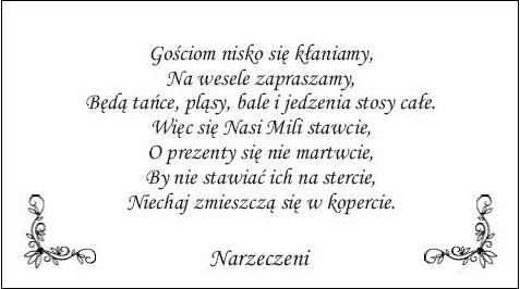 VLOŽKY s básňou na pozvánky, 25 ks.