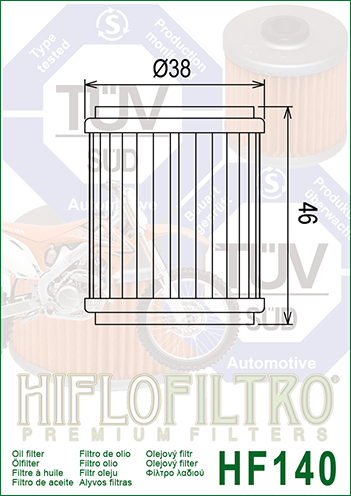 HIFLO HF140 Olejový filter WR SMR SM ES 125 250 450