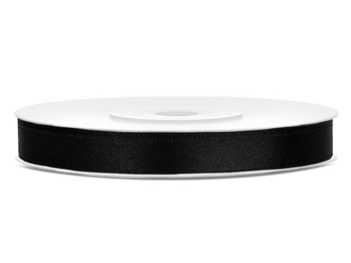 Saténová stuha 25 m x 0,6 cm čierna