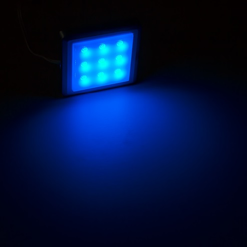 SQUARE LED podskrinkové svietidlo mliečne 12V modré