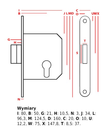 DVERNÝ ZÁMEK ZAKRABOVANÝ S HORNÝM CYLINROM 50mm