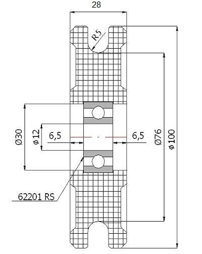 ROPE ROLLER 10, lanové kladky fi 100 lán. 10