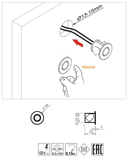 Dotykový spínač, senzorový stmievač pre LED 12V
