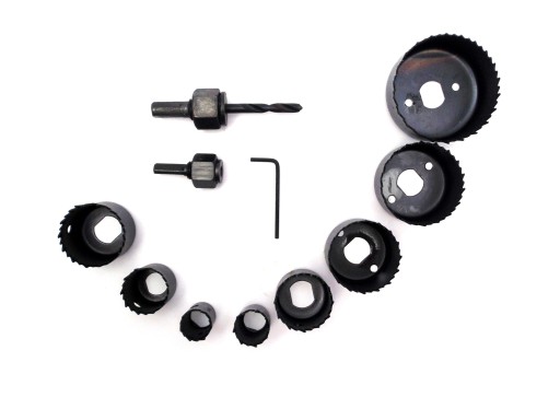 SADA DIEROVÝCH PÍL NA DREVO, DIEROVÉ PILY 19-64mm, 11 ks S ADAPTÉROM V POUZDRI