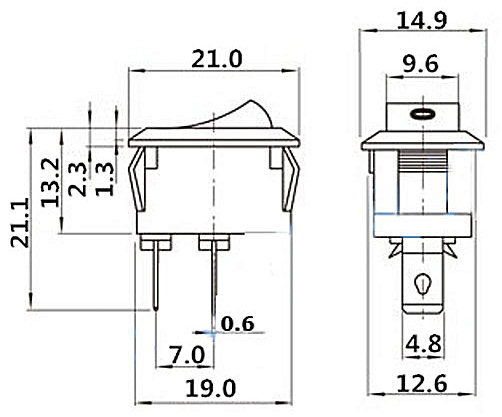 Kolískový vypínač KCD1 101 6A 250V ZAP-VYP