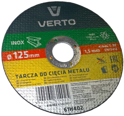 Rezný kotúč na kov 125 x 1,5 x 22,2 mm VERTO