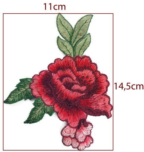 Sada vyšívacích záplat s kvetmi ruží 14 cm - 2 kusy