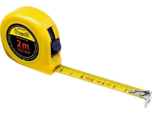 ROLOVACÍ MERAČ MERACÍ PÁSKA S BLOKOM. 2m x 12,5 mm