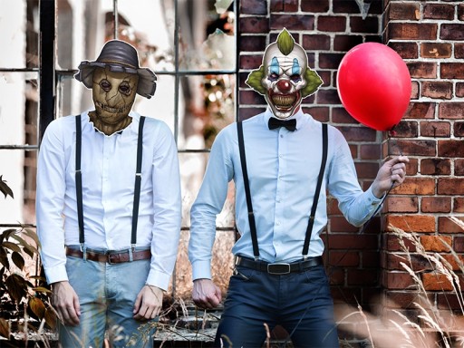 Čelenkový nôž v kostýme zombie hlavy na Halloween