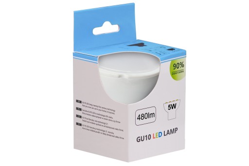 GU10 LED žiarovka 5W 4500K NEUTRÁLNA BIELA 550lm 120° Efektívny PREMIUM CCD
