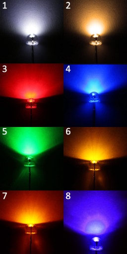 BIELE A FAREBNÉ LED 5mm 100 KS dióda
