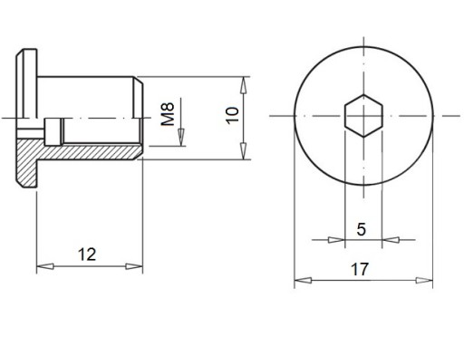 ERICSON MATICE M8 x 12 mm S PLOCHOU HLAVOU PRE HLINÍK HLINÍKOVÝ MATICE 10 ks.