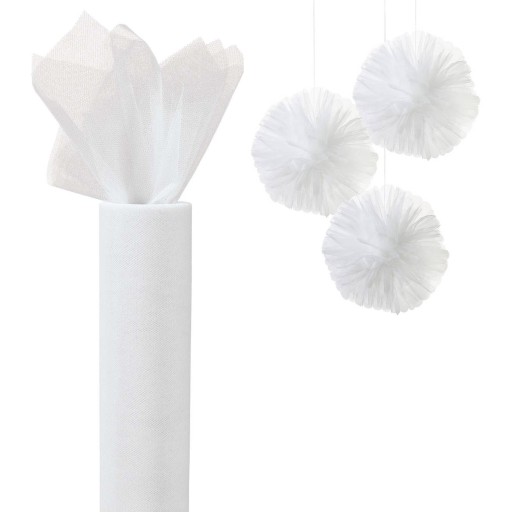 BIELY DEKORAČNÝ TYL - 50cm