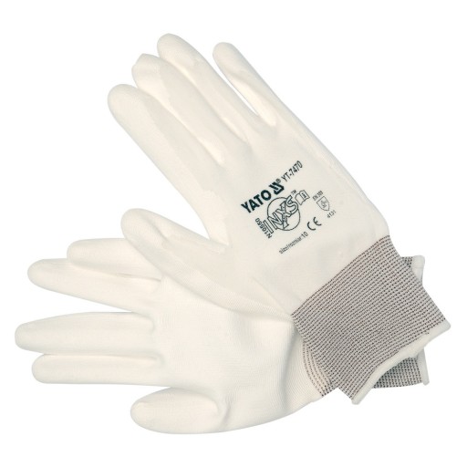 NYLONOVÉ/PU RUKAVICE BIELE 10 PALCOVÉ YATO