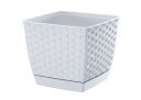 KVETINÁČ SO STOJANOM, priemer 14,5 cm, RATTANOVÝ EFEKT