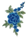 Nášivka vyšívacia aplikácia modrej ruže FLOWER 24cm