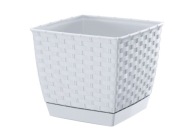KVETINÁČ SO STOJANOM, priemer 14,5 cm, RATTANOVÝ EFEKT