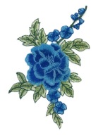 Nášivka vyšívacia aplikácia modrej ruže FLOWER 24cm