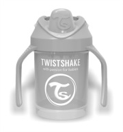 TWISTSHAKE STRIEBORNÝ hrnček S MIEŠAČOM 230 4m+ sivý