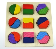 VZDELÁVACIE DREVENÉ HÁDANKY GEOMETRICKÝCH POSTAVCOV