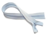 Zips 40 cm, vnútorný, nerozopínateľný špirálový zips, svetlomodrý