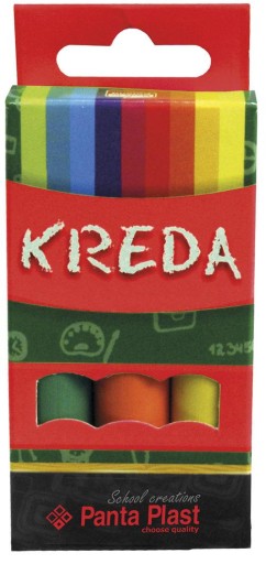 Farebná krieda na tabule, 3 kusy - oválna