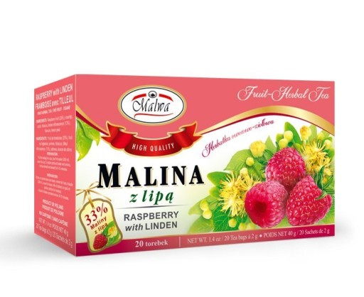 MALWA ČAJ OVOCNÝ ČAJ MALINA S ODKAZOM 20TB
