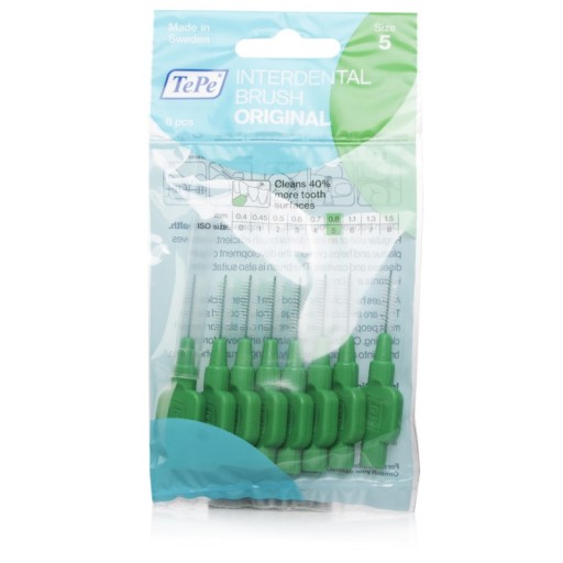 TePe Original čistiace kefky 0,8 mm ZELENÁ veľkosť 5 - 8 ks