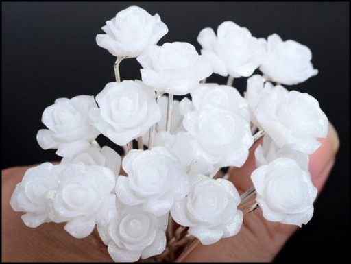 SILVER Pin Sponky do vlasov Glitter Rose 20 ks