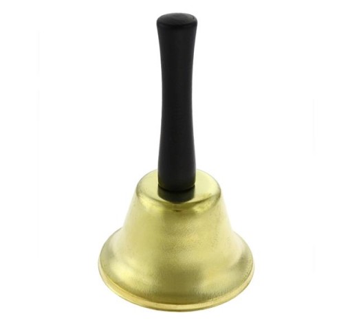 Zvonček Mikuláš, zlatý kovový, hlasný na Mikuláša, 12 cm