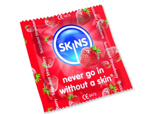 SKINS kondómy S JAHODOVOU CHUŤOU A VÔŇOU!