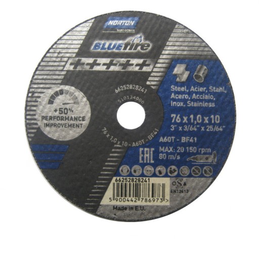 Norton rezací kotúč 66252828241 76x1,0x10mm BLUE FIRE