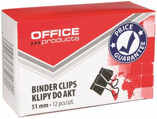 Kancelársky klip čierny 51 mm x 12 KS, silný, klipsy kancelárskych produktov x 2