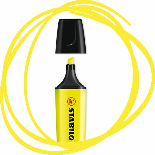 FLUORESCENTNÝ zvýrazňovač 2-5mm ŽLTÝ Stabilo