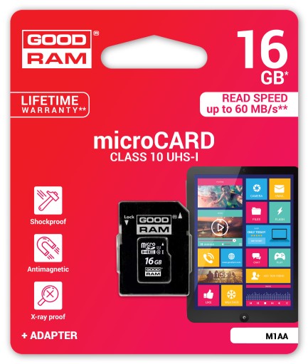 GOODRAM MICRO CARD 16GB TRIEDA 10 UHS + SD ČÍTAČKA