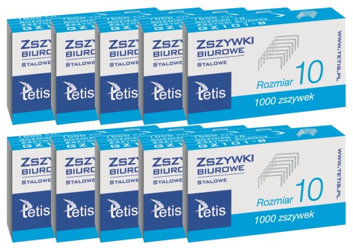 10x kancelárske sponky č. 10 1000 kusov. Tetis GZ101-B