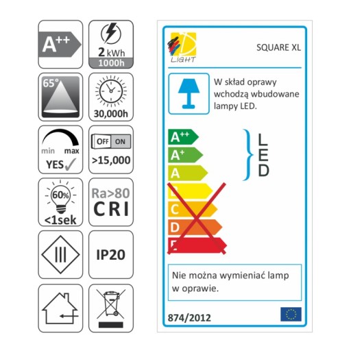 SQUARE XL podskrinkové LED svietidlo 2W Warm White