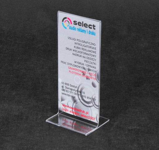 STOJAN DL 99x210mm typ T, OBOJSTRANNÉ MENU z PLEXI