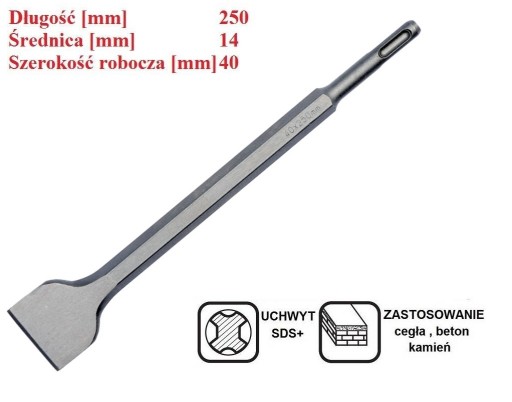 ŠIROKÝ sekáč na stenu 40 mm pre vŕtacie kladivá SDS+