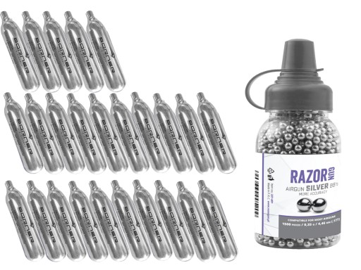 RAZOR GUN STEEL SHOT Strieborná 4,46 mm BB GULE 1500 ks.