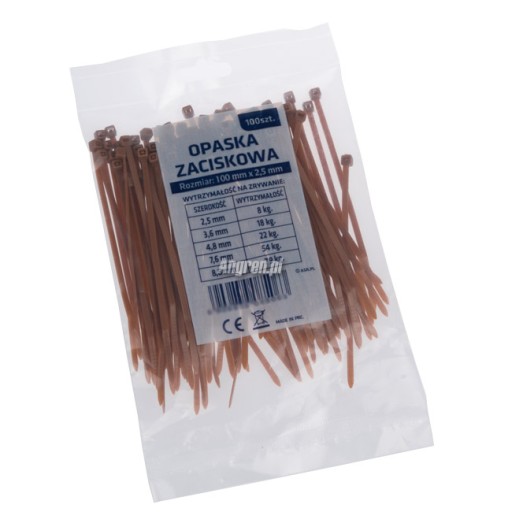 Sťahovacie pásky 100x2,5mm hnedé.