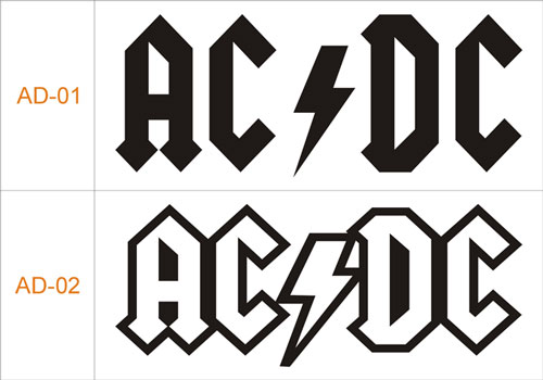 NÁLEPKA AC/DC NA AUTO, MOTORKU, GUITARU, DVERE..