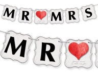 Dekorácia Banner Garland Svadobná MR MRS 150 cm