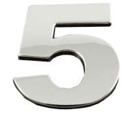 ZNAK NÁLEPKY CHROME 3D LIST PÍSMENO LIST ČÍSLO 5