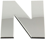NÁLEPKA ZNAK CHROME 3D ČÍSLO PÍSMENO PÍSMENO PÍSMENO N