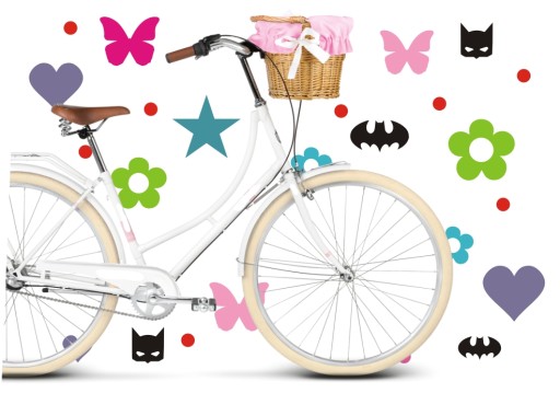 Nálepky na bicykel hviezdičky, motýle, bodky VZORKY