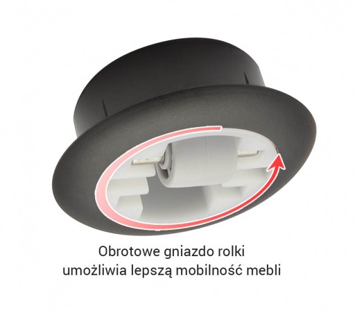 Valček na nábytok, otočný - zapustený do otvoru priemer 40