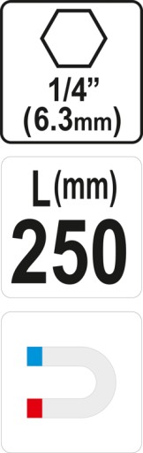 DRŽIAK BITOV 1/4 x 250MM MAGNETICKÝ YATO