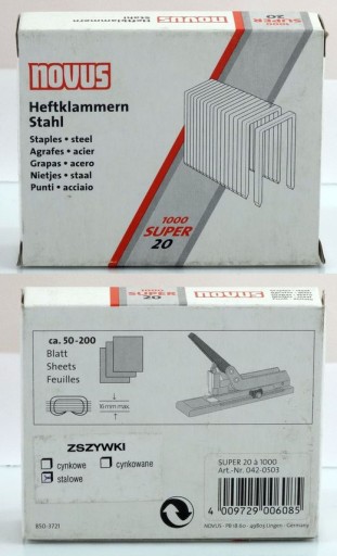 NOVUS SUPER 23/20 STAPLES, balenie 1000 kusov