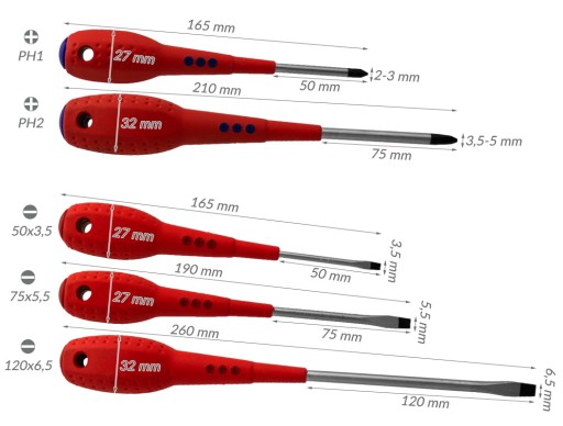 5x MAGNETICKÉ SKRUTKOVAČE KRÍŽOVÝ PLOCHÝ SKRUTKOVAČ
